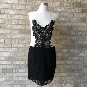 Nanette Lepore Black White Lace Dress Size 6